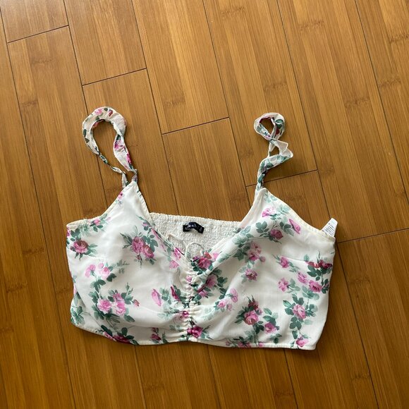 Abercrombie & Fitch Ruched Floral Cottagecore Crop Top Tank - XL - Picture 1 of 3